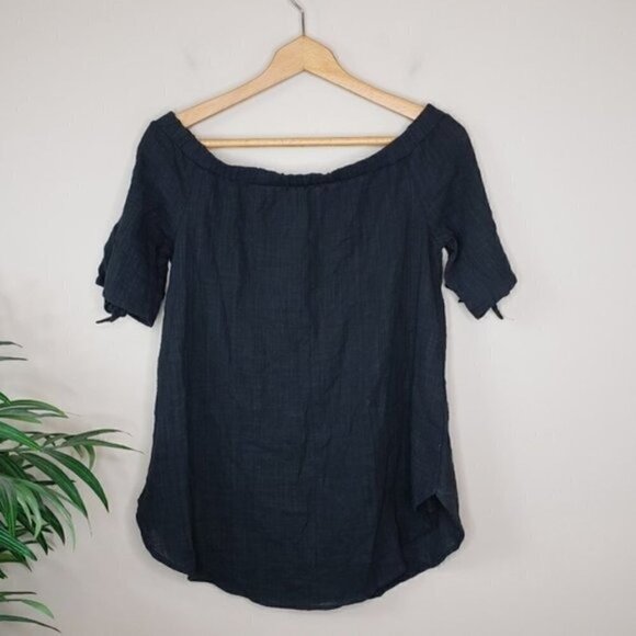 Mai Soli | Black Tie Sleeve Top Size Medium - Picture 2 of 6